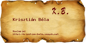 Krisztián Béla névjegykártya